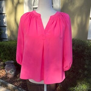 Crown & Ivy Hot Pink Women's Peasant Top